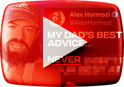 YouTube icon with embeded thumbnail of Alex Hormozi video